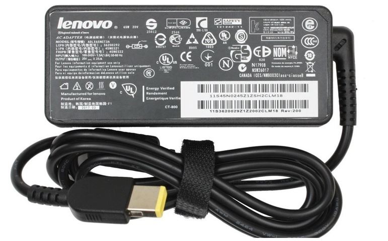 CARGADOR LENOVO 20V 3.25A 65W (PLUG RECTANGULAR CON PIN CENTRAL)